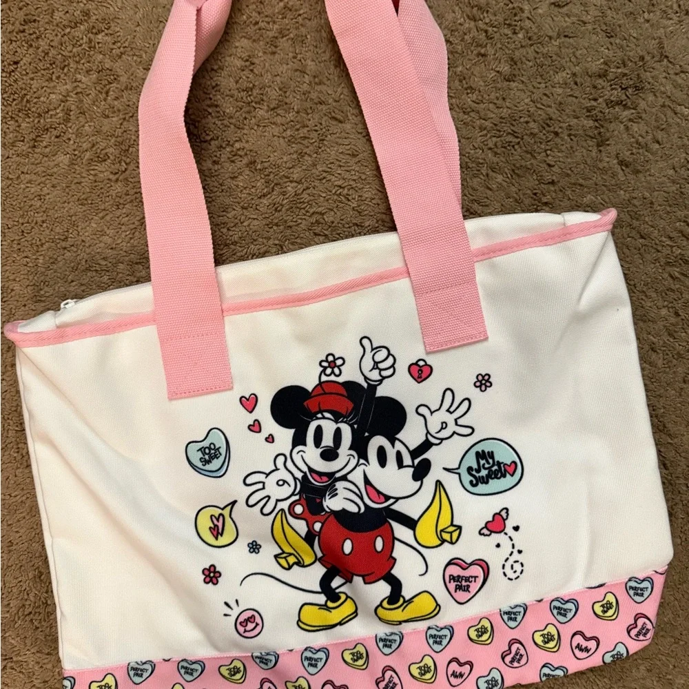 Mickey and Minnie Mouse Large Canvas Tote Bag - New with Tags - Picture 1 of 4